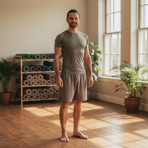 Grupa ludzi praktykujących Ashtanga jogę w pięknym, naturalnym otoczeniu.